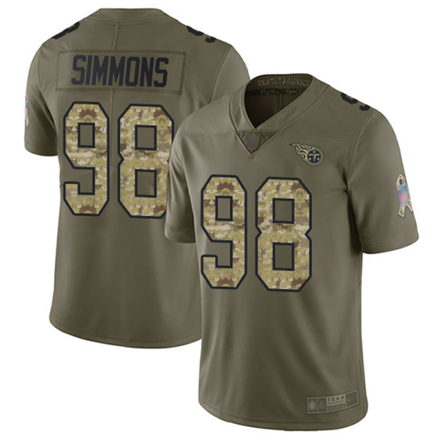 Jamed T.Titans #98 Jeffery Simmons Player Olive Salute To Service Limited Stitched Jerseys