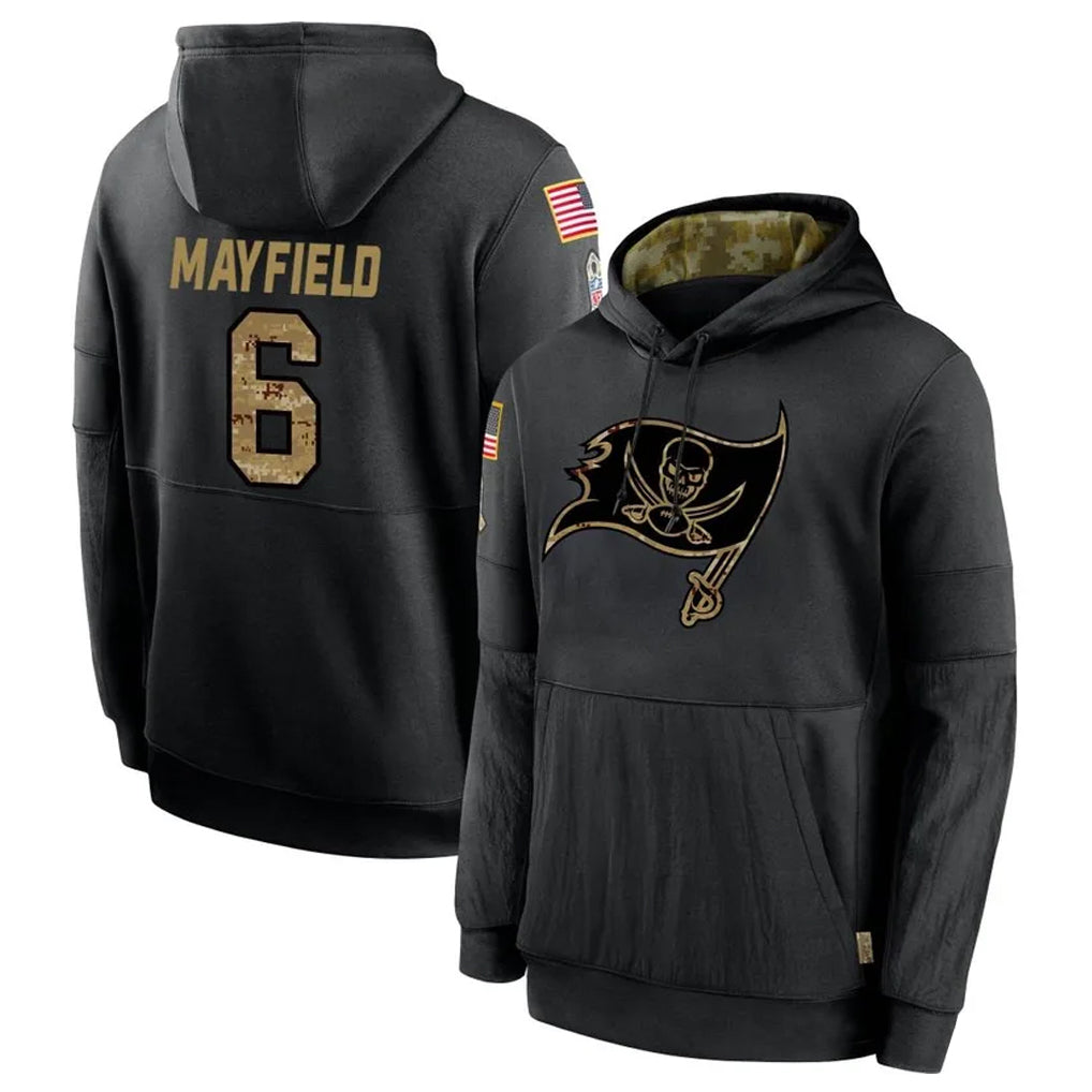 Jamed TB.Buccaneers #6 Baker Mayfield Player Black Salute to Service Hoodies Stitched Jerseys