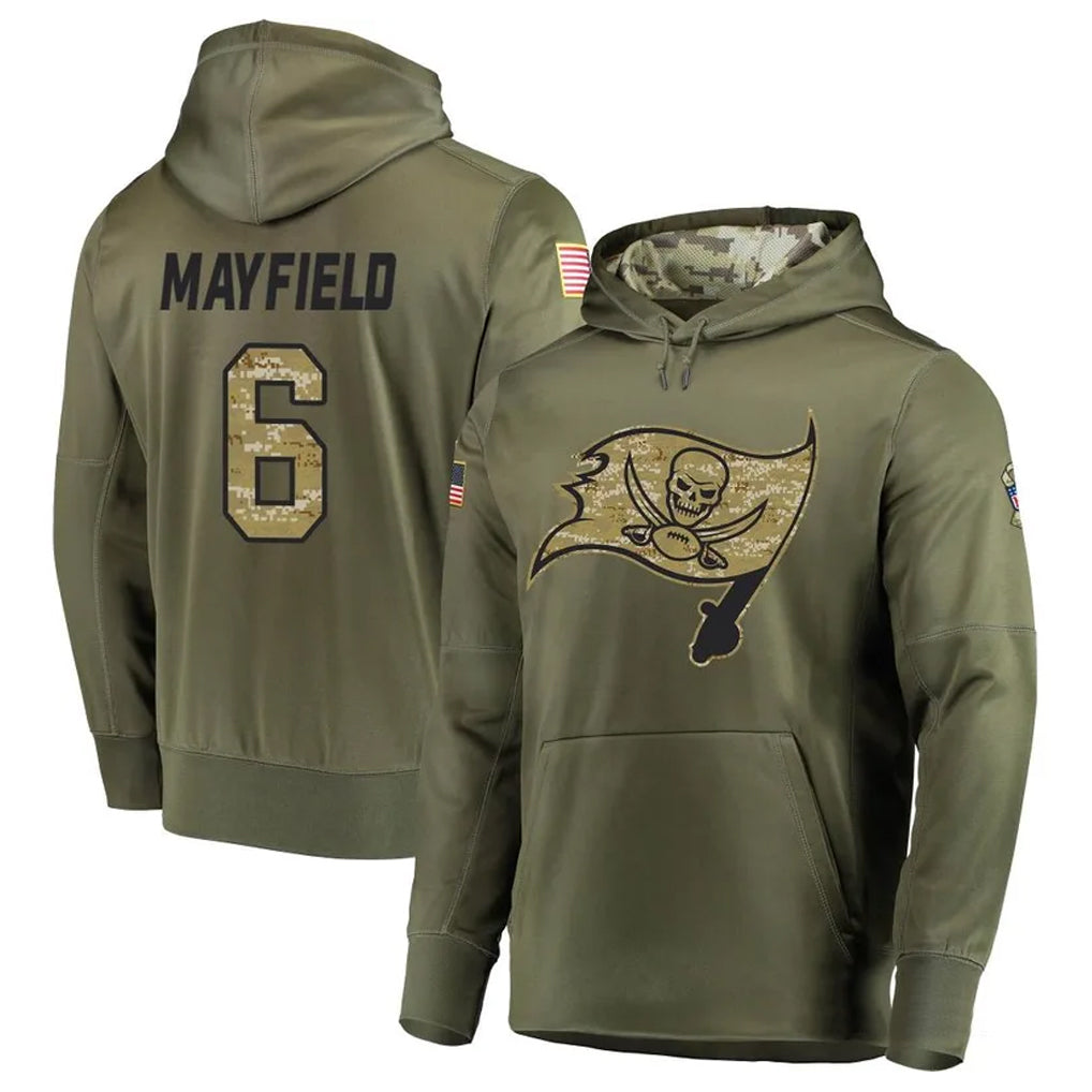 Jamed TB.Buccaneers #6 Baker Mayfield Player Olive Salute to Service Pullover Hoodie Stitched Jerseys