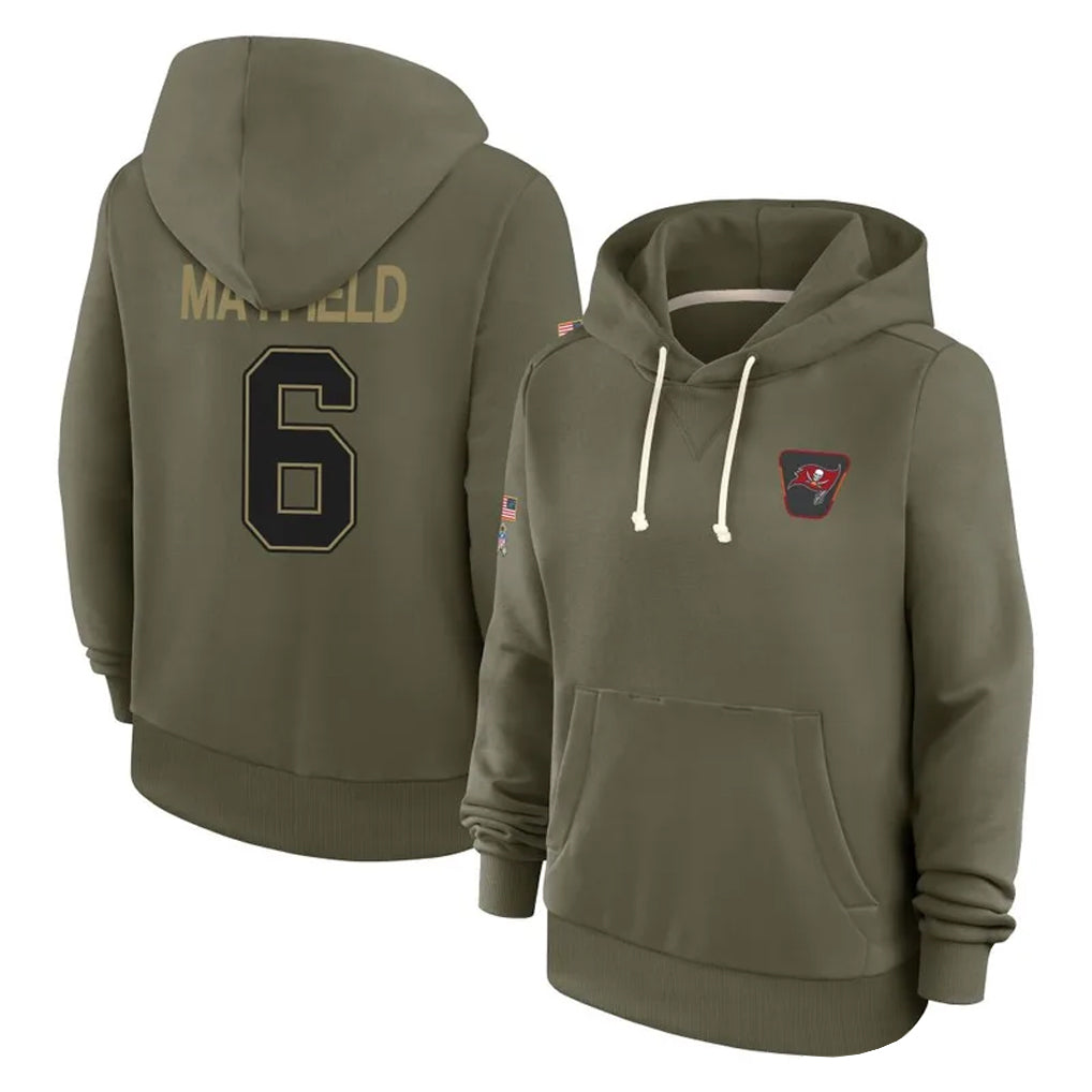 Jamed TB.Buccaneers #6 Baker Mayfield Player Salute to Service Olive Hoodies Stitched Jerseys