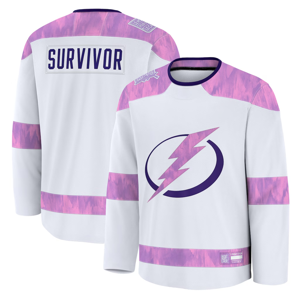 Jamed TB.Lightning White Hockey Fights Cancer Survivor Practice Jerseys