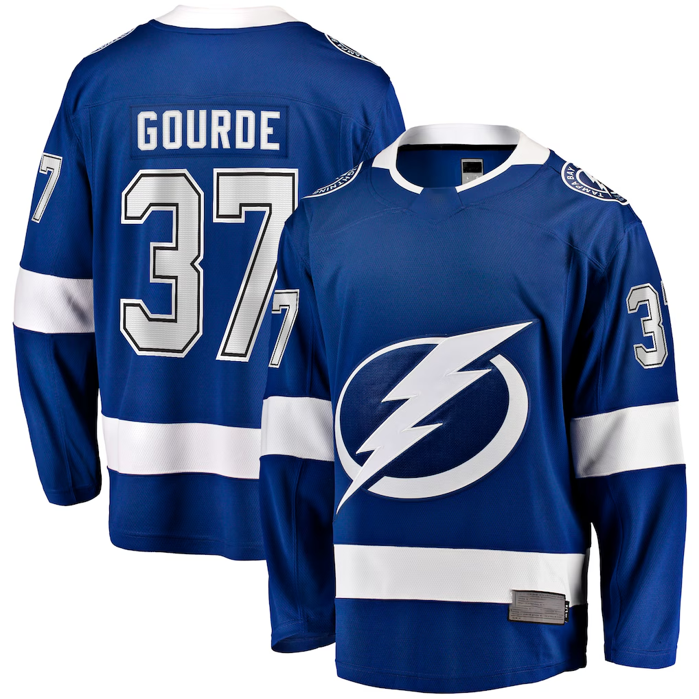 Jamed TB.Lightning #37 Yanni Gourde Blue Home Breakaway Jerseys