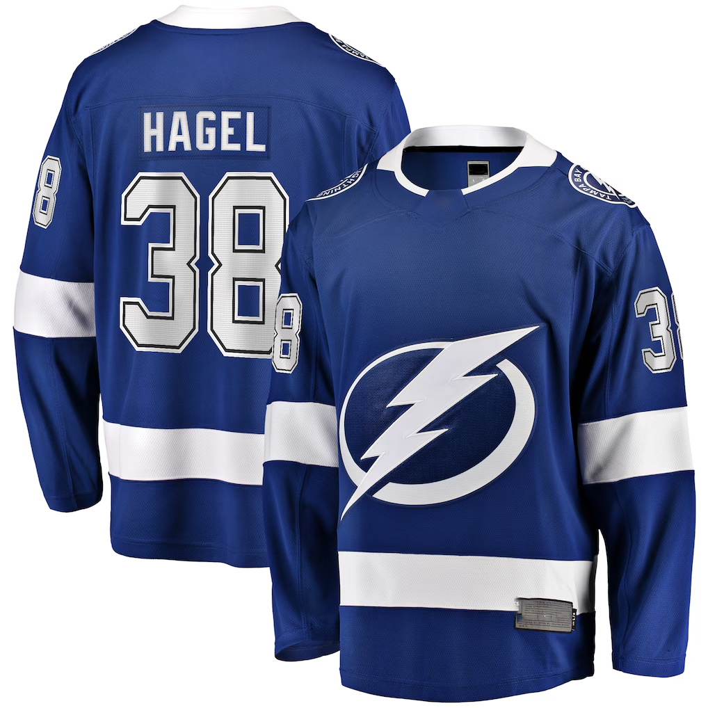 Jamed TB.Lightning #38 Brandon Hagel Blue Home Breakaway Player Jerseys