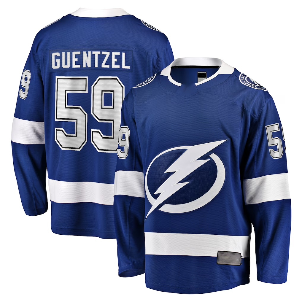 Jamed TB.Lightning #59 Jake Guentzel Blue Home Premier Breakaway Player Jerseys