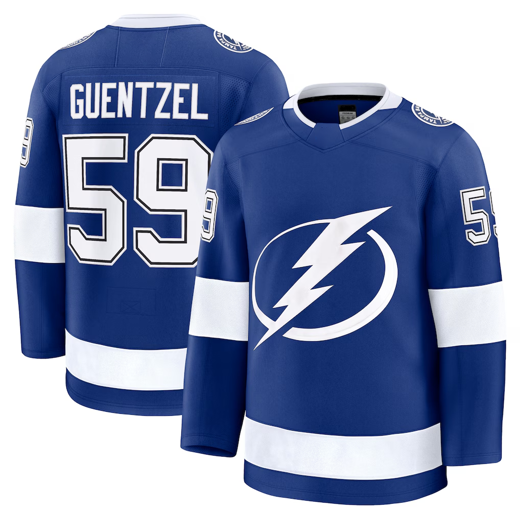 Jamed TB.Lightning #59 Jake Guentzel Blue Home Premium Jerseys
