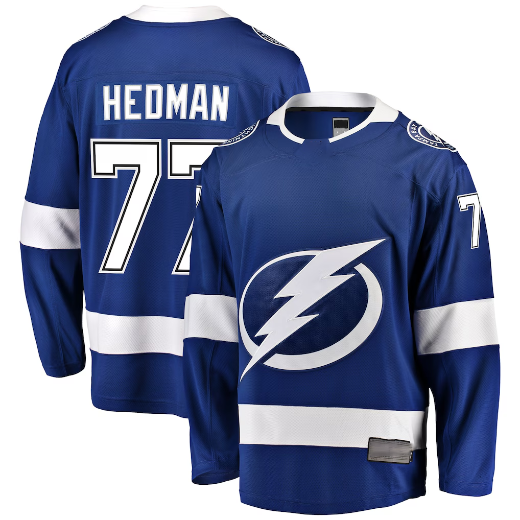 Jamed TB.Lightning #77 Victor Hedman Blue Home Breakaway Jerseys