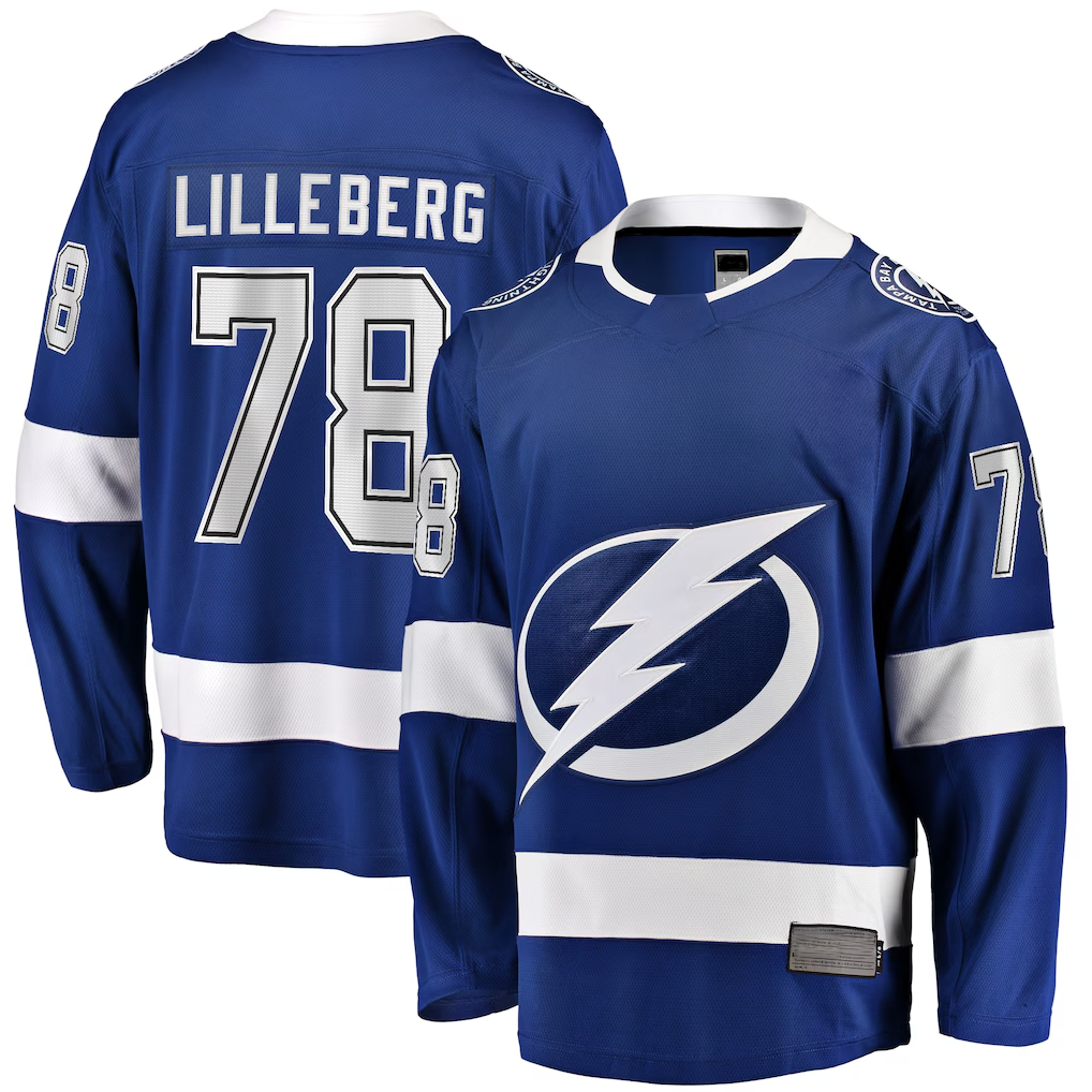 Jamed TB.Lightning #78 Emil Lilleberg Blue Home Premier Breakaway Player Jerseys