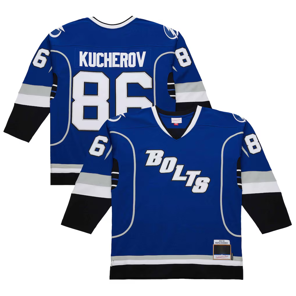 Jamed TB.Lightning #86 Nikita Kucherov Blue 2013-14 Power Play Jerseys