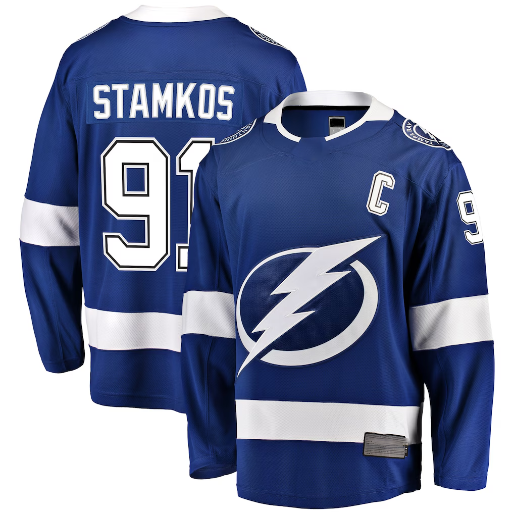 Jamed TB.Lightning #91 Steven Stamkos Blue Breakaway Player Jerseys