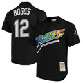 Jamed TB.Rays #12 Wade Boggs Player Black Mitchell & Ness Cooperstown Replica Stitched Jerseys