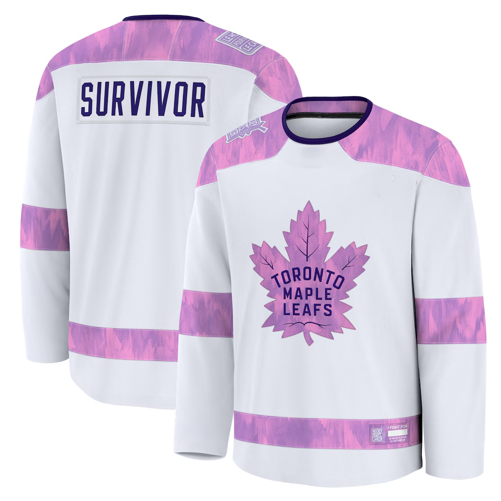 Jamed T.Maple Leafs White Hockey Fights Cancer Survivor Practice Jerseys