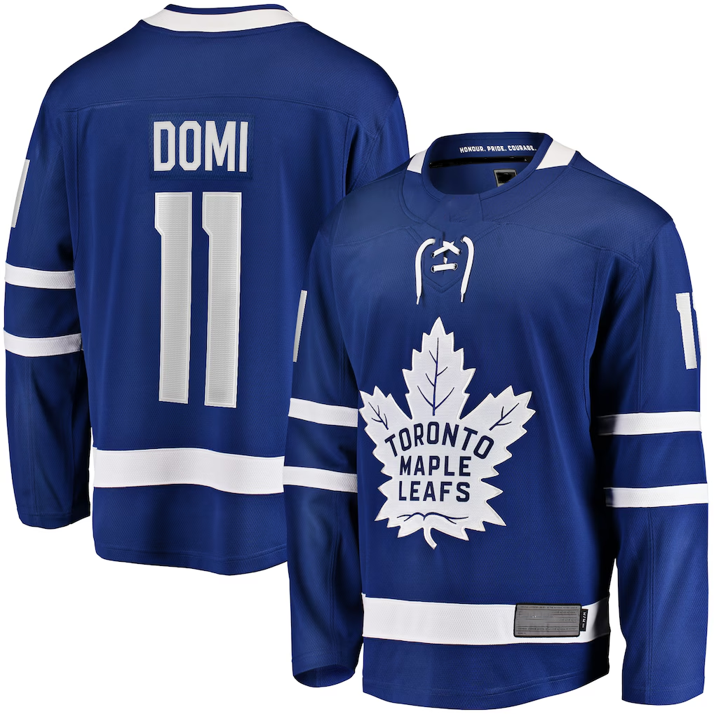 Jamed T.Maple Leafs #11 Max Domi Blue Home Breakaway Jerseys