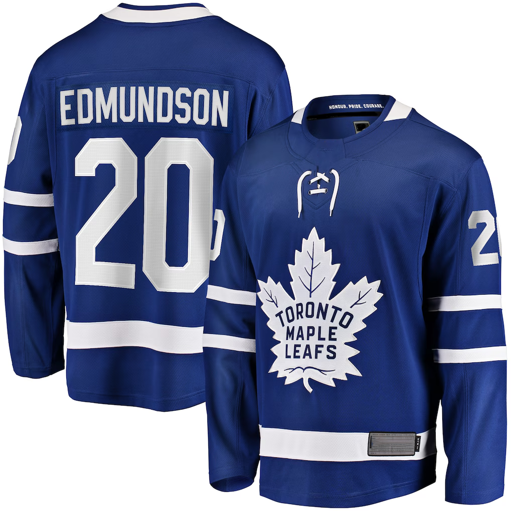 Jamed T.Maple Leafs #20 Joel Edmundson Blue Home Premier Breakaway Player Jerseys