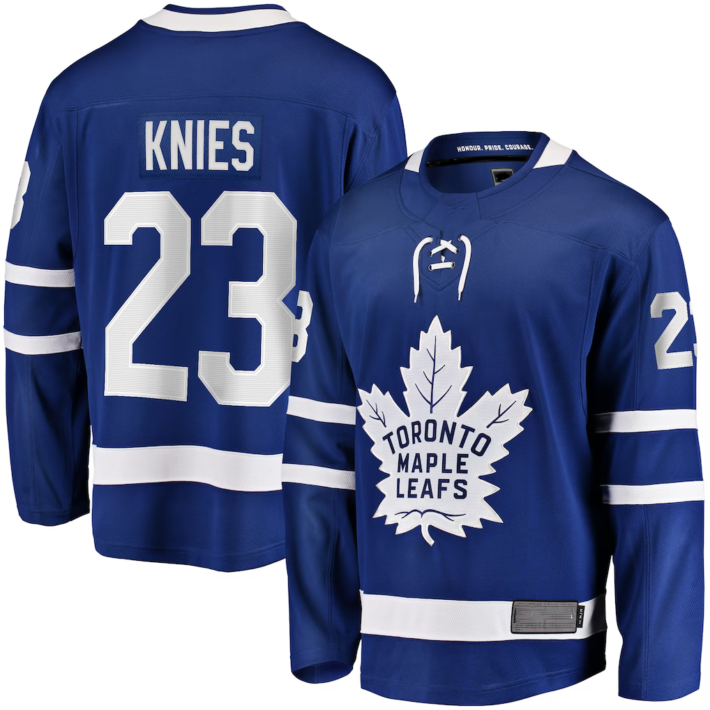 Jamed T.Maple Leafs #23 Matthew Knies Blue Home Premier Breakaway Player Jerseys