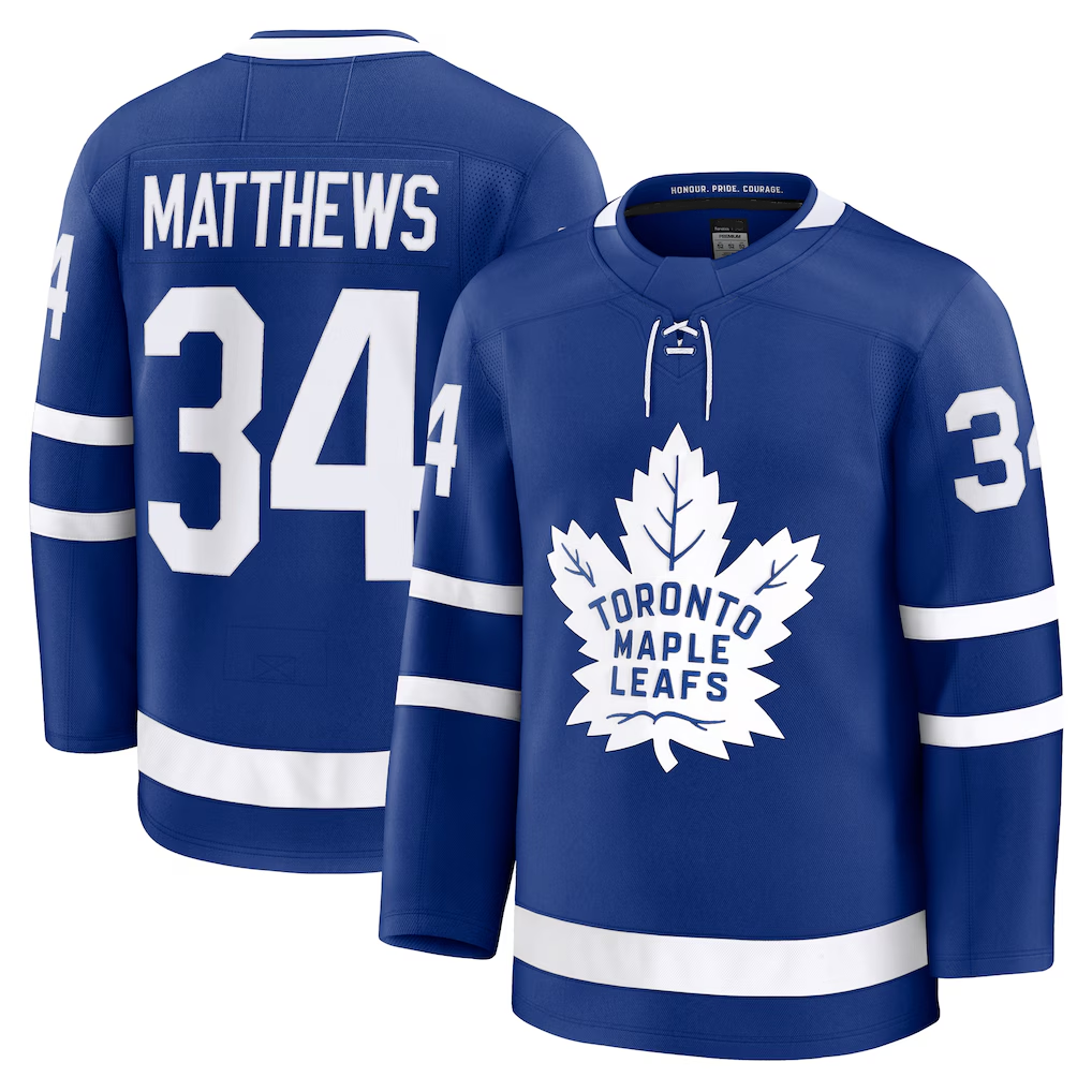 Jamed T.Maple Leafs #34 Auston Matthews Blue Home Premium Jerseys