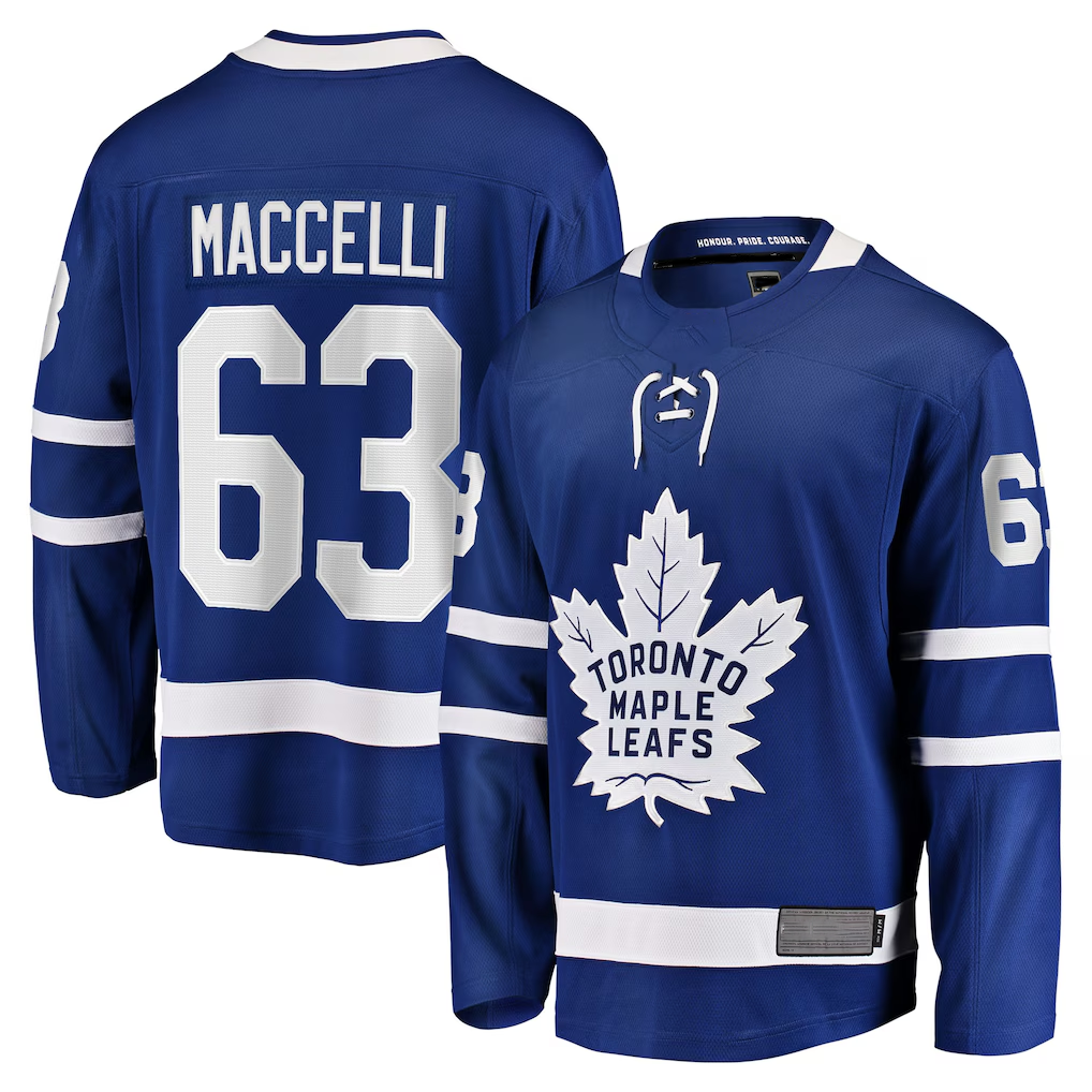 Jamed T.Maple Leafs #63 Matias Maccelli Blue Home Breakaway Jerseys