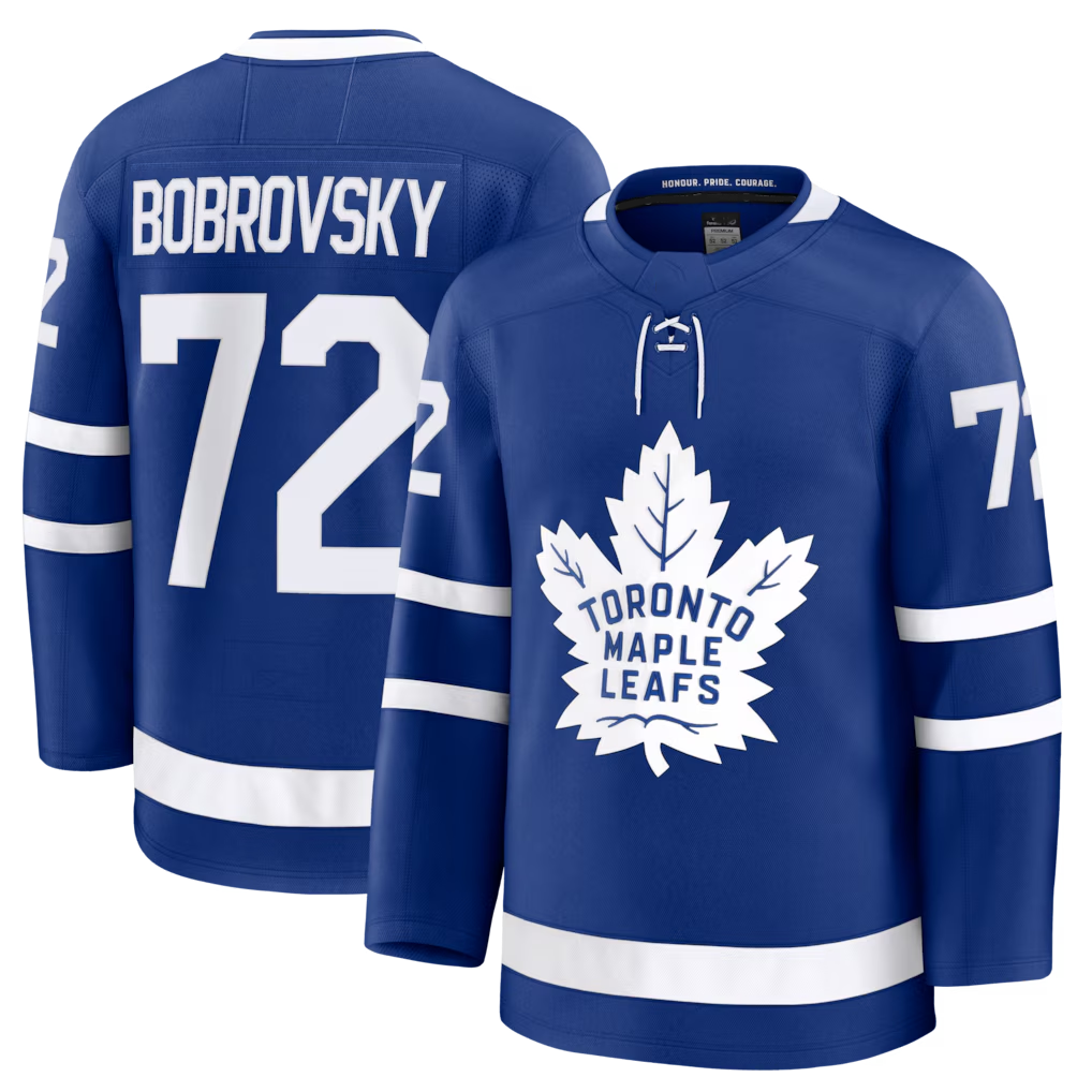 Jamed T.Maple Leafs #72 Sergei Bobrovsky Blue Home Premium Jerseys