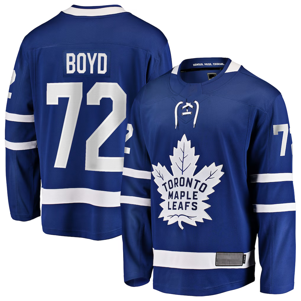 Jamed T.Maple Leafs #72 Travis Boyd Blue Home Breakaway Jerseys