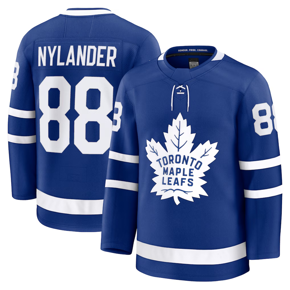 Jamed T.Maple Leafs #88 William Nylander Blue Home Premium Jerseys