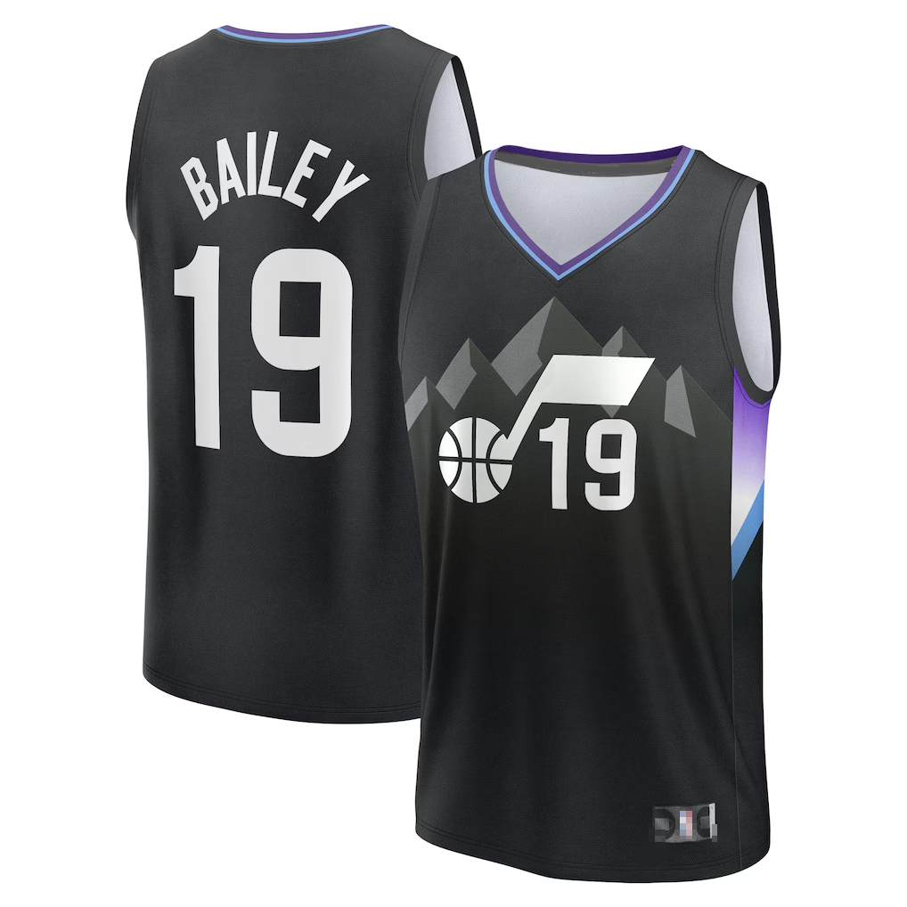 Jamed U.Jazz #19 Ace Bailey Fanatics Black 2025 Draft First Round Pick Fast Break Replica Jerseys - Statement Edition