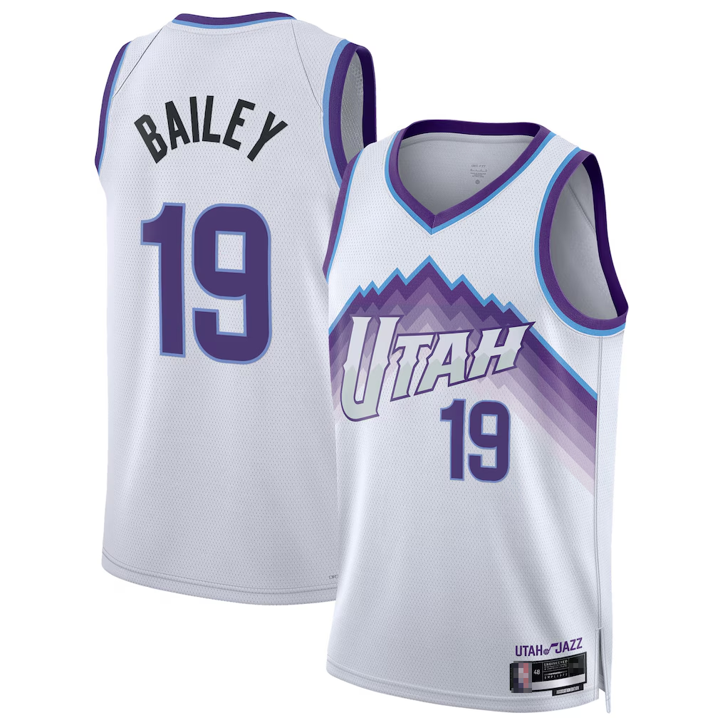 Jamed U.Jazz #19 Ace Bailey White Swingman Jerseys- Association Edition
