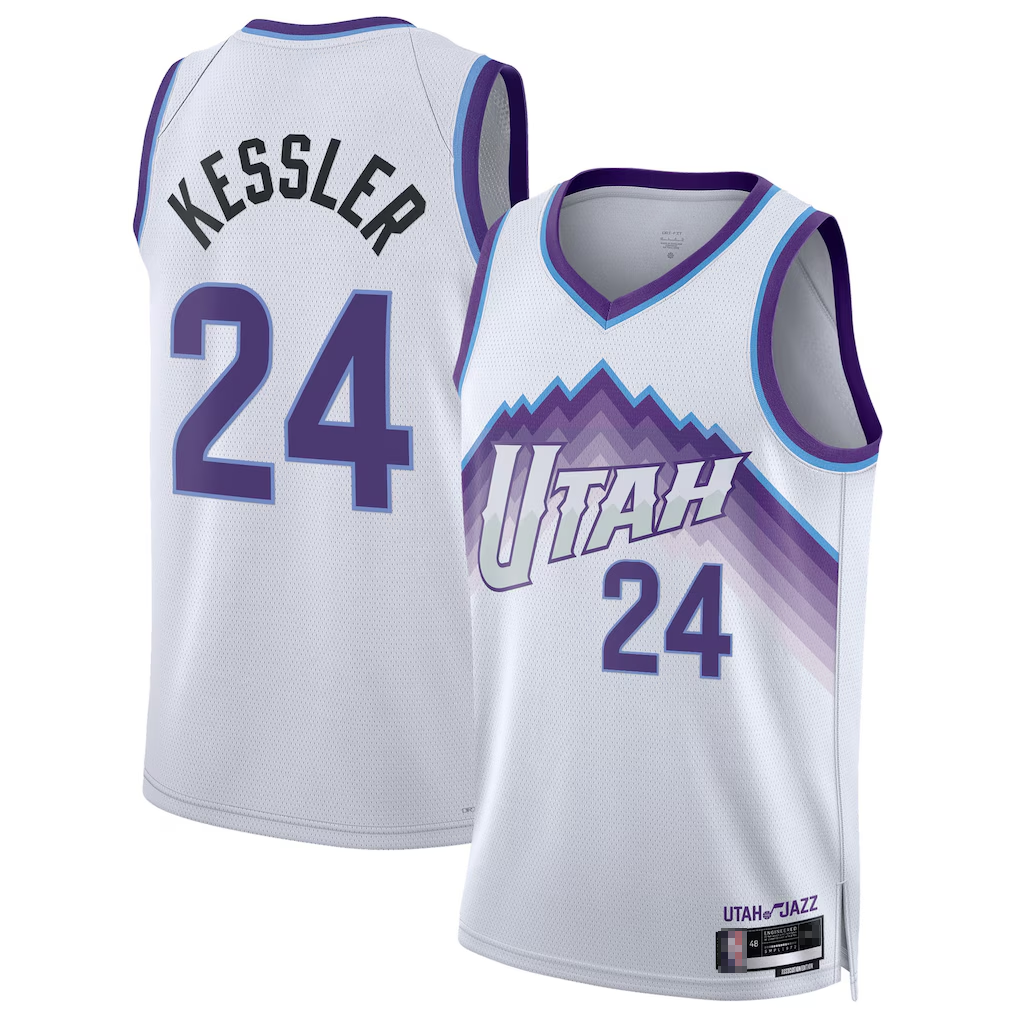 Jamed U.Jazz #24 Walker Kessler White Swingman Jerseys - Association Editio