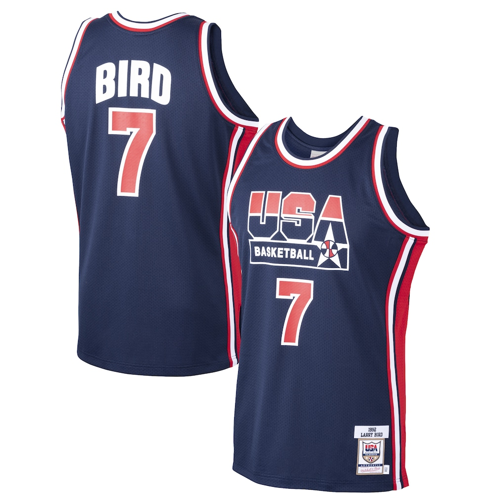 Jamed USA Basketball #7 Larry Bird Mitchell & Ness Navy 1992 Dream Team Authentic Jerseys