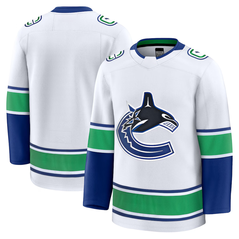 Jamed V.Canucks White Away Premium Jerseys