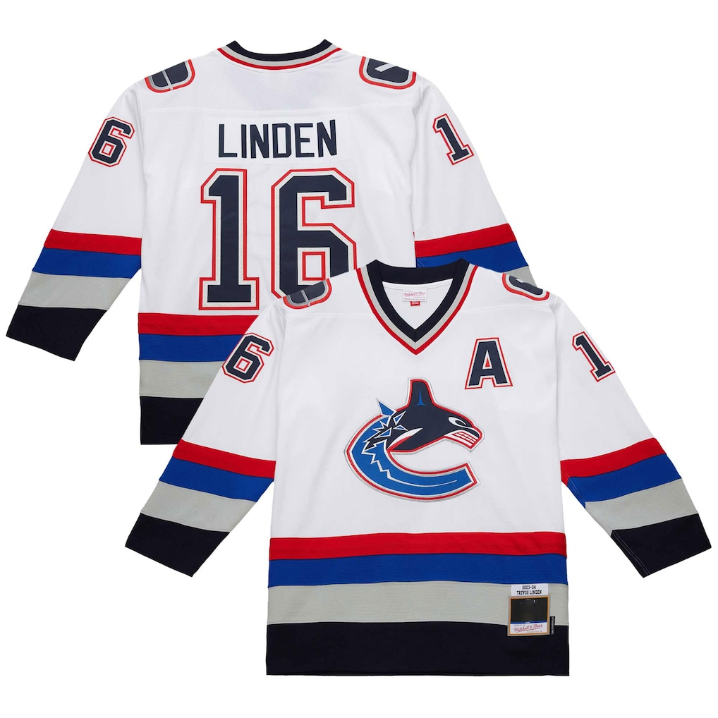 Jamed V.Canucks #16 Trevor Linden White 2003-04 Power Play Jerseys