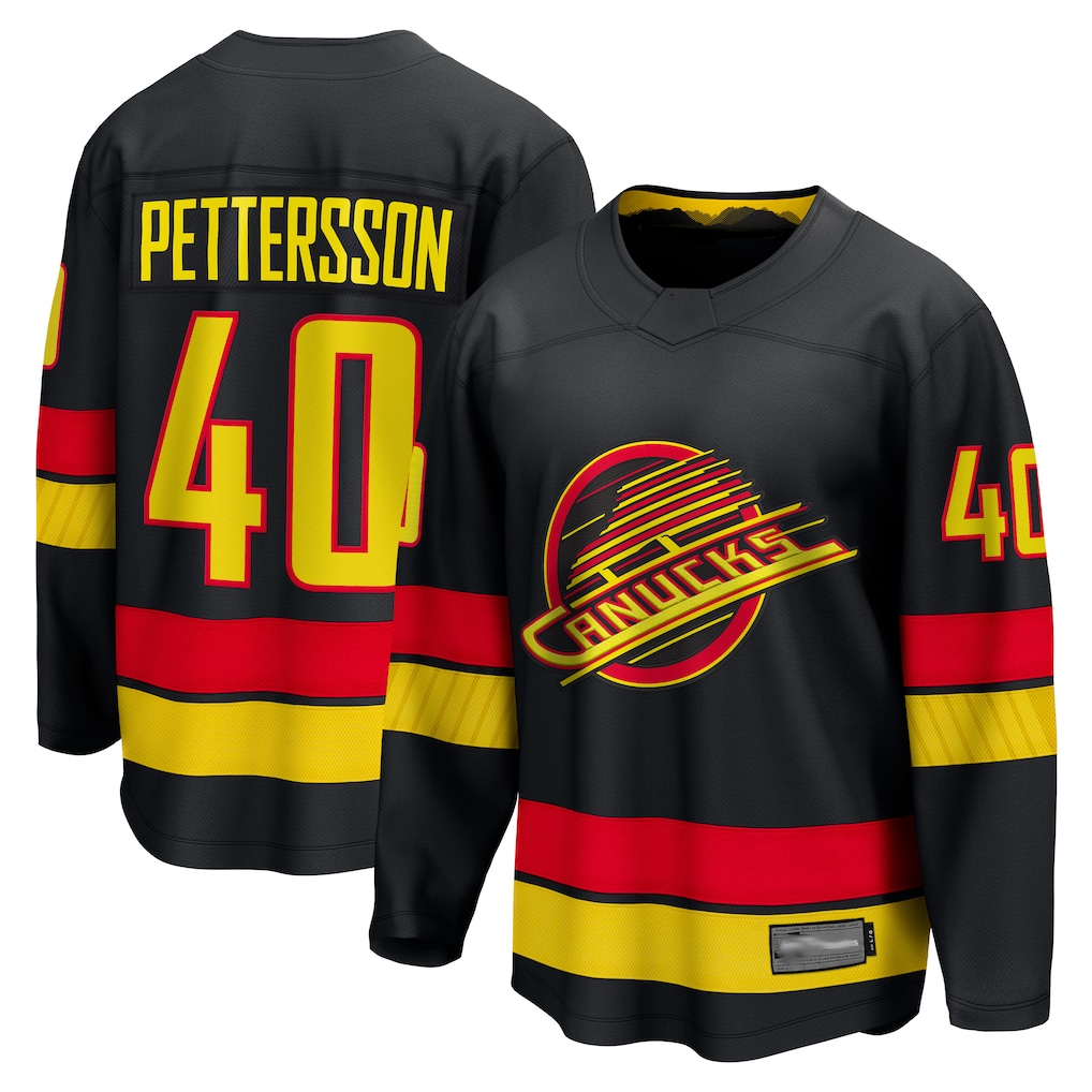 Jamed V.Canucks #40 Elias Pettersson Black Breakaway Jerseys