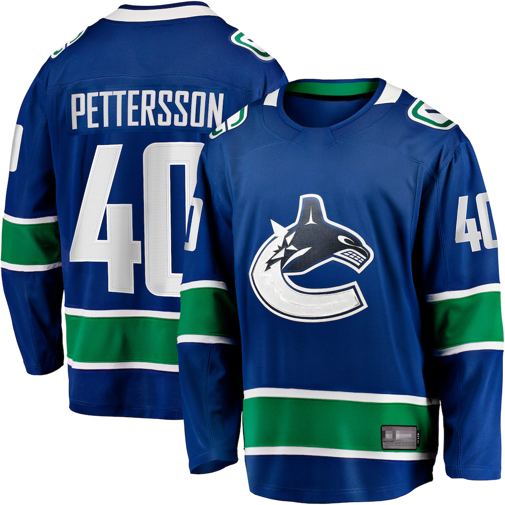 Jamed V.Canucks #40 Elias Pettersson Blue Home Breakaway Jerseys