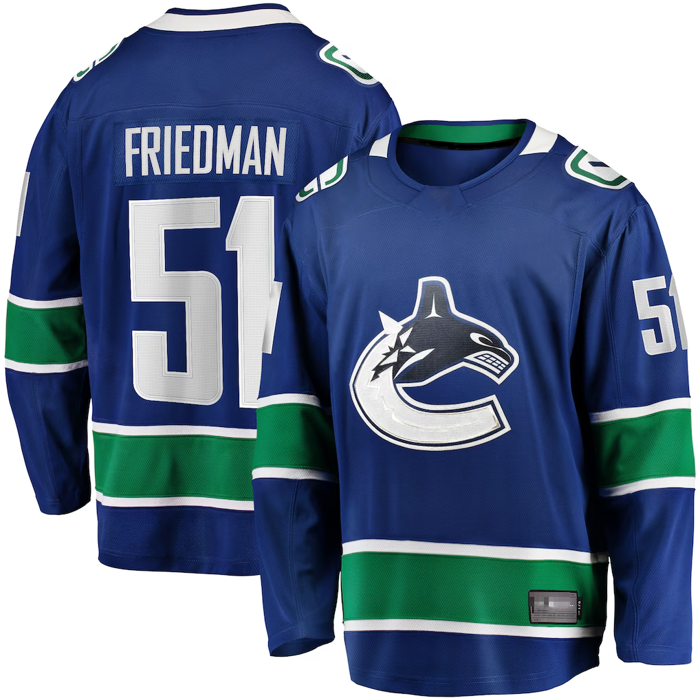 Jamed V.Canucks #51 Mark Friedman Blue Home Premier Breakaway Player Jerseys