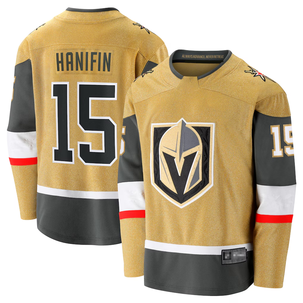 Jamed V.Golden Knights #15 Noah Hanifin Gold Home Breakaway Jerseys