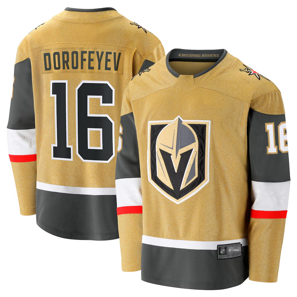 Jamed V.Golden Knights #16 Pavel Dorofeyev Gold Premier Breakaway Player Jerseys