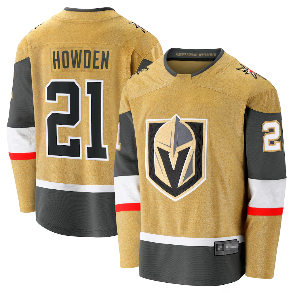 Jamed V.Golden Knights #21 Brett Howden Gold Home Premier Breakaway Player Jerseys