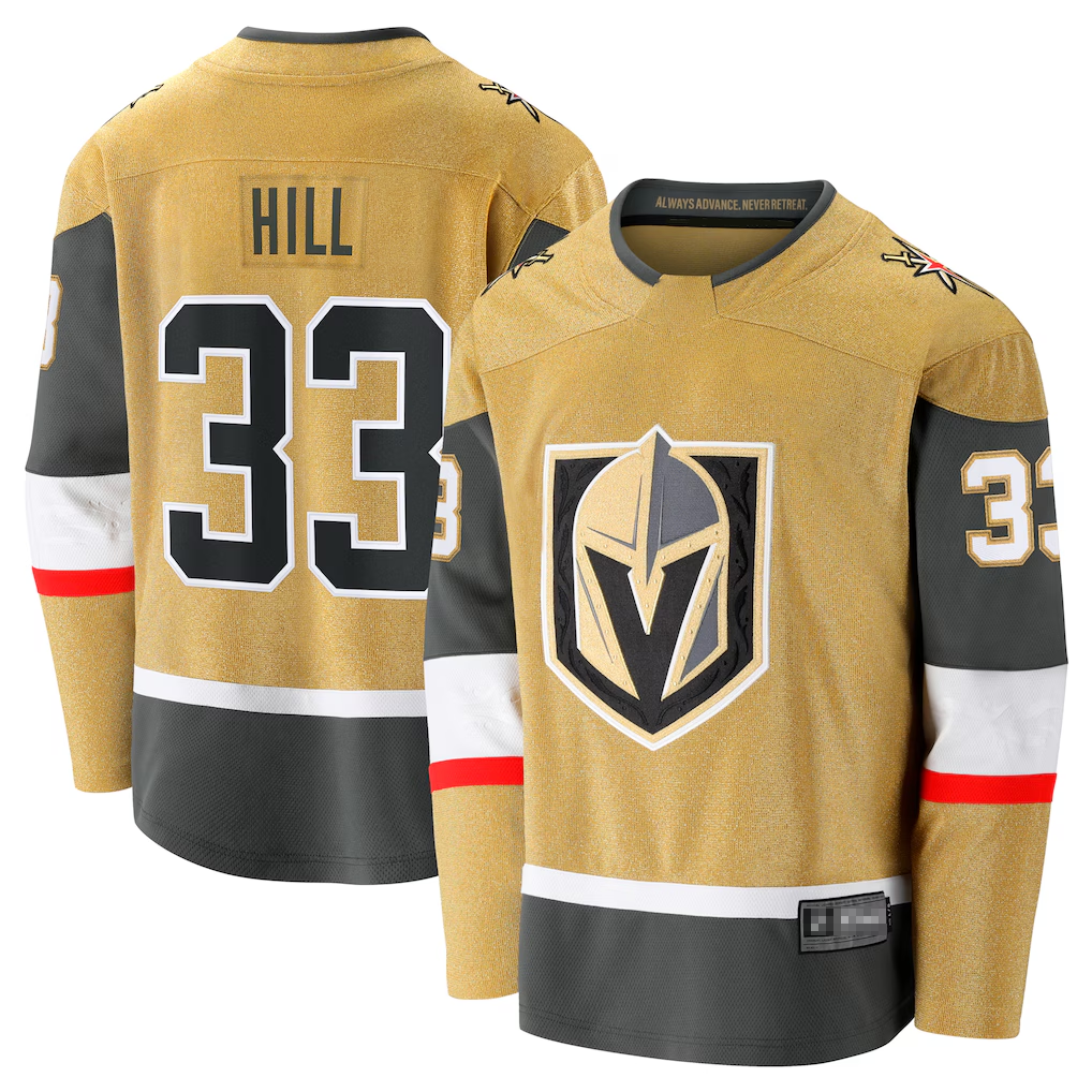 Jamed V.Golden Knights #33 Adin Hill Gold Home Breakaway Jerseys