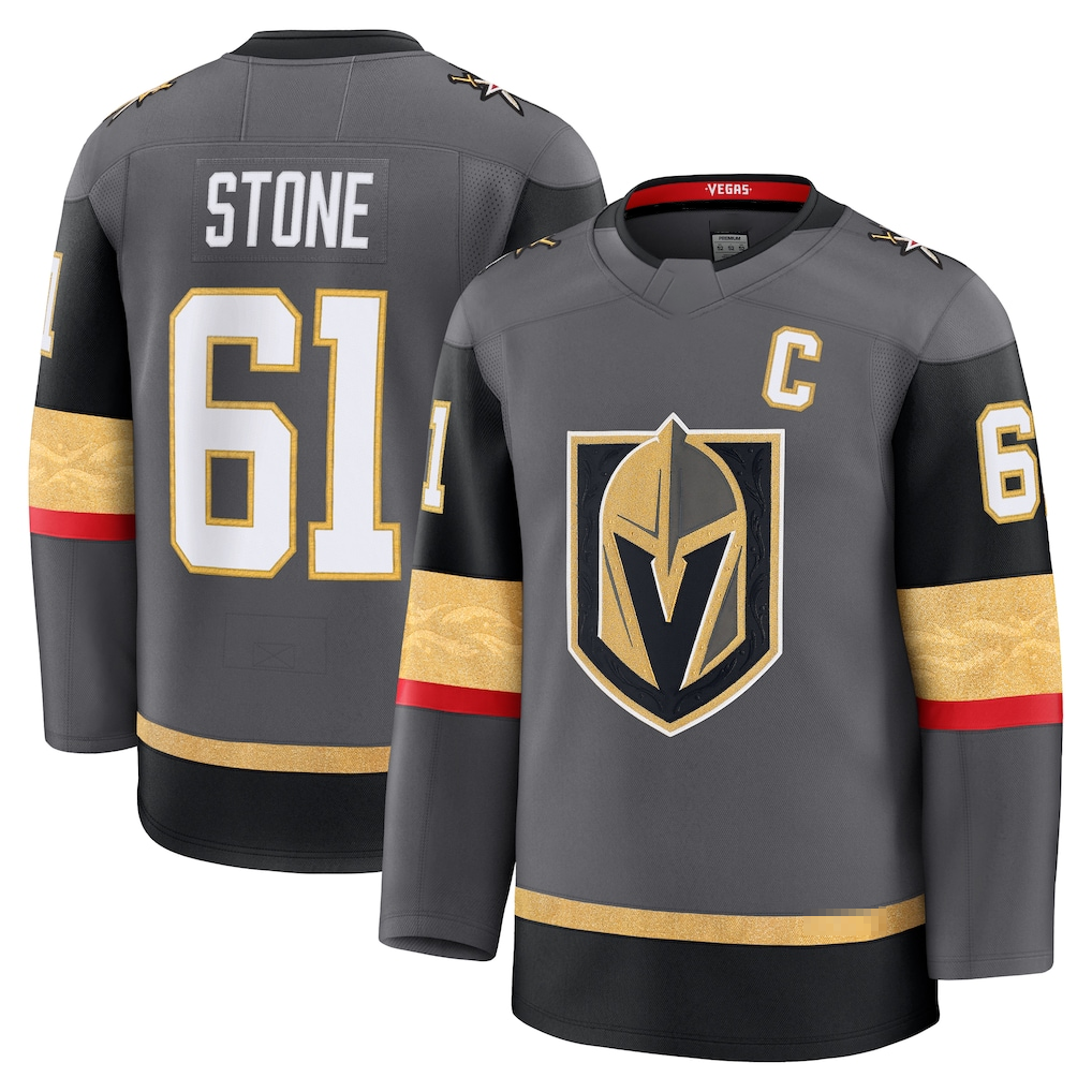 Jamed V.Golden Knights #61 Mark Stone Gray Alternate Premium Jerseys