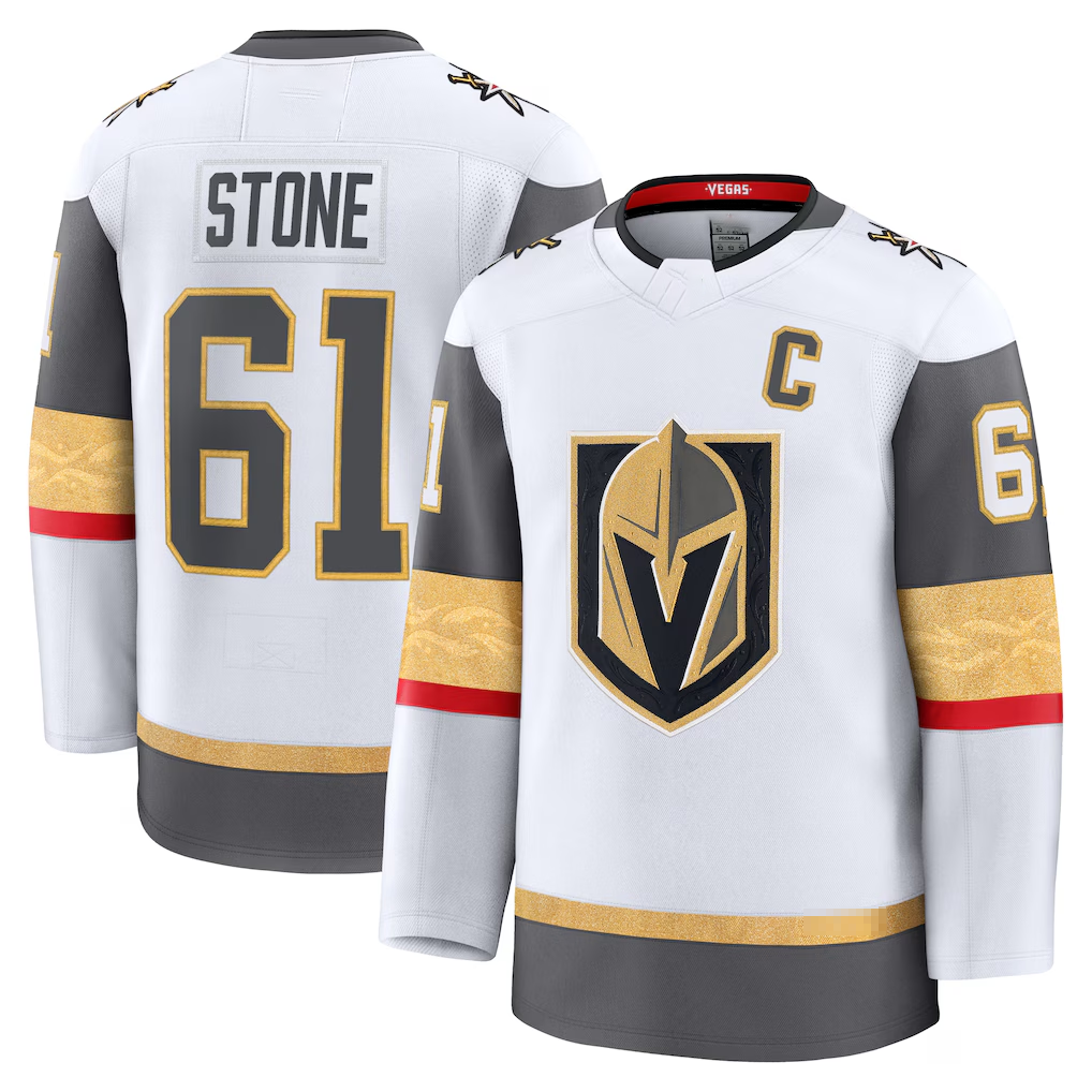 Jamed V.Golden Knights #61 Mark Stone White Away Premium Jerseys