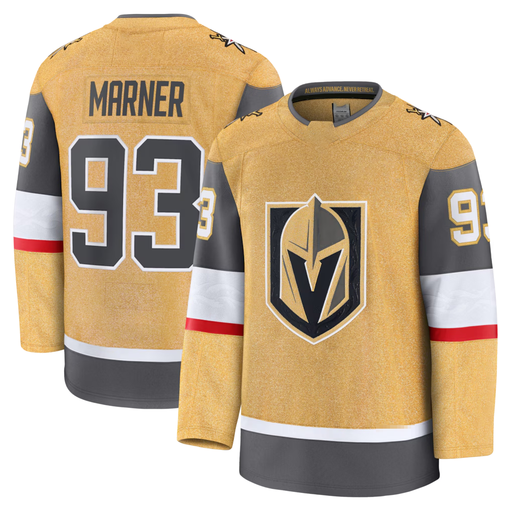 Jamed V.Golden Knights #93 Mitch Marner Gold Home Premium Jerseys