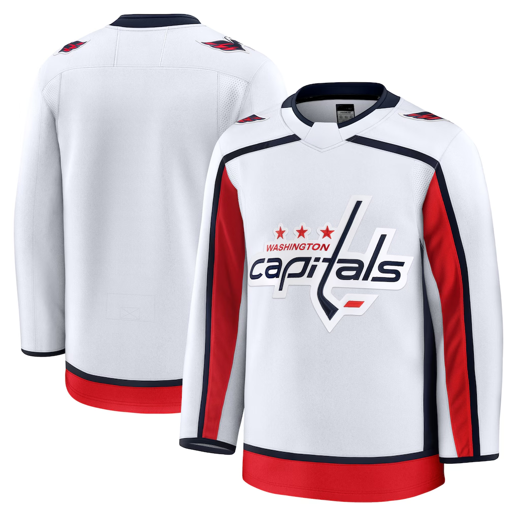 Jamed W.Capitals White Away Premium Jerseys