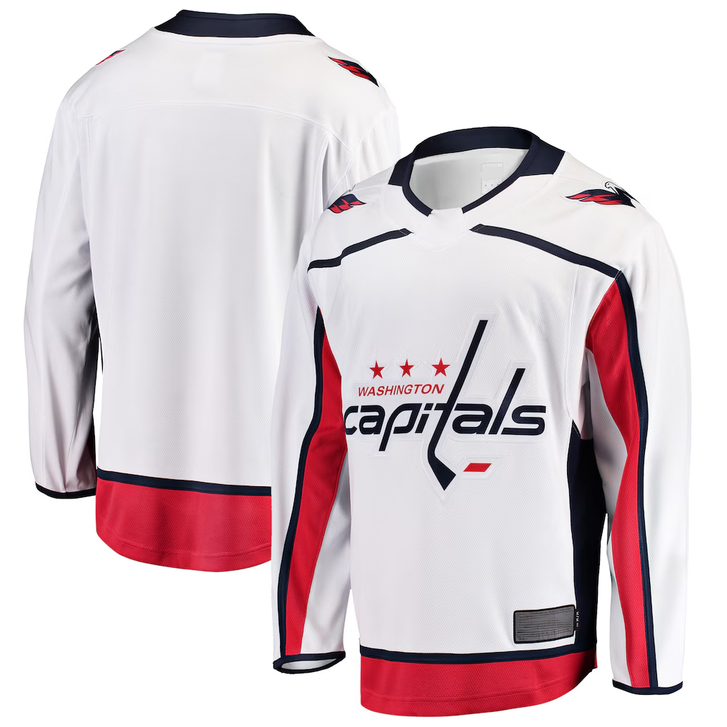 Jamed W.Capitals White Breakaway Away Jerseys