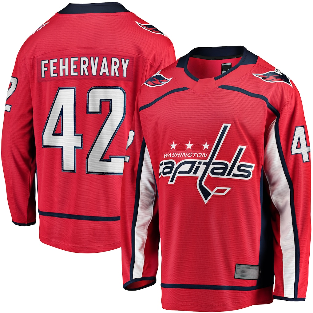 Jamed W.Capitals #42 Martin Fehervary Red Home Breakaway Player Jerseys