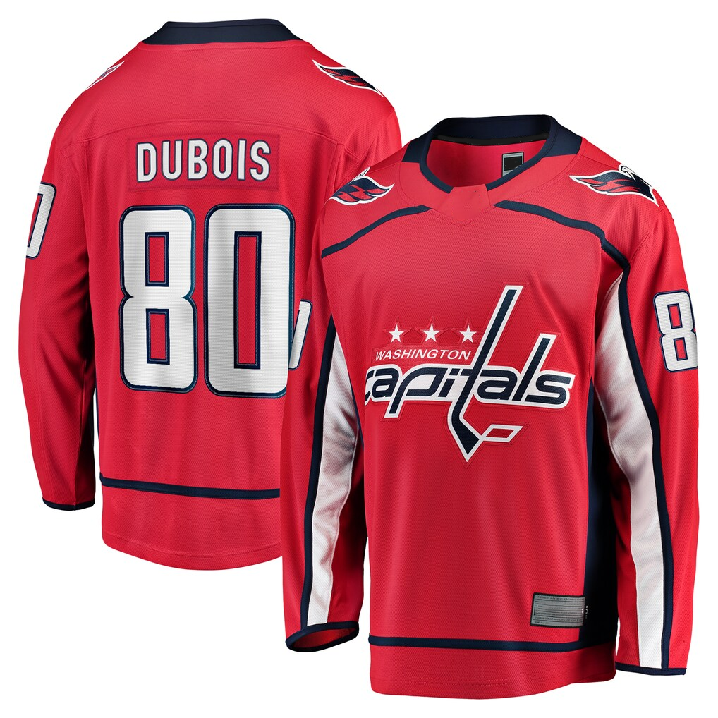Jamed W.Capitals #80 Pierre-Luc Dubois Red Home Premier Breakaway Player Jerseys