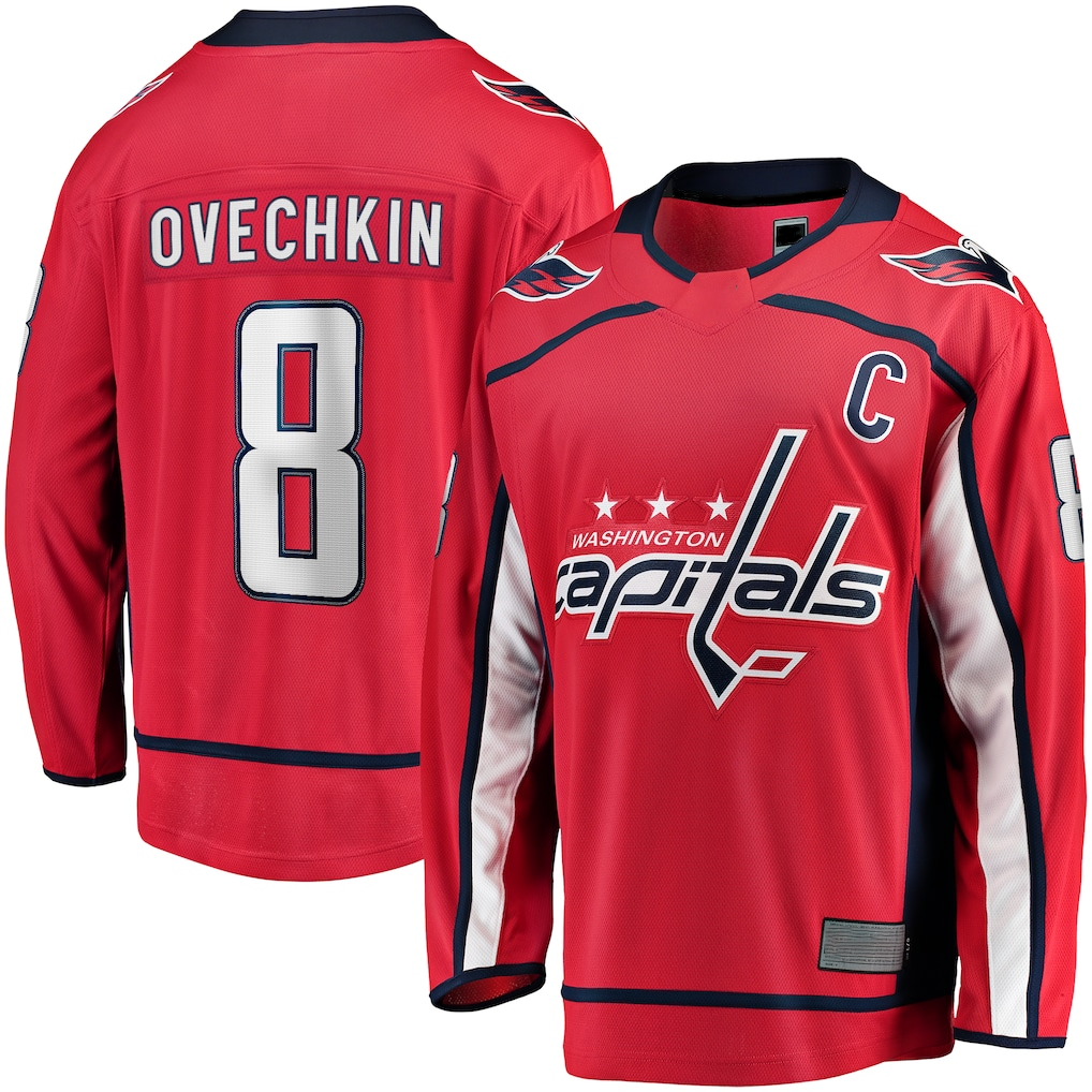 Jamed W.Capitals #8 Alexander Ovechkin Red Captain Patch Home Breakaway Jerseys