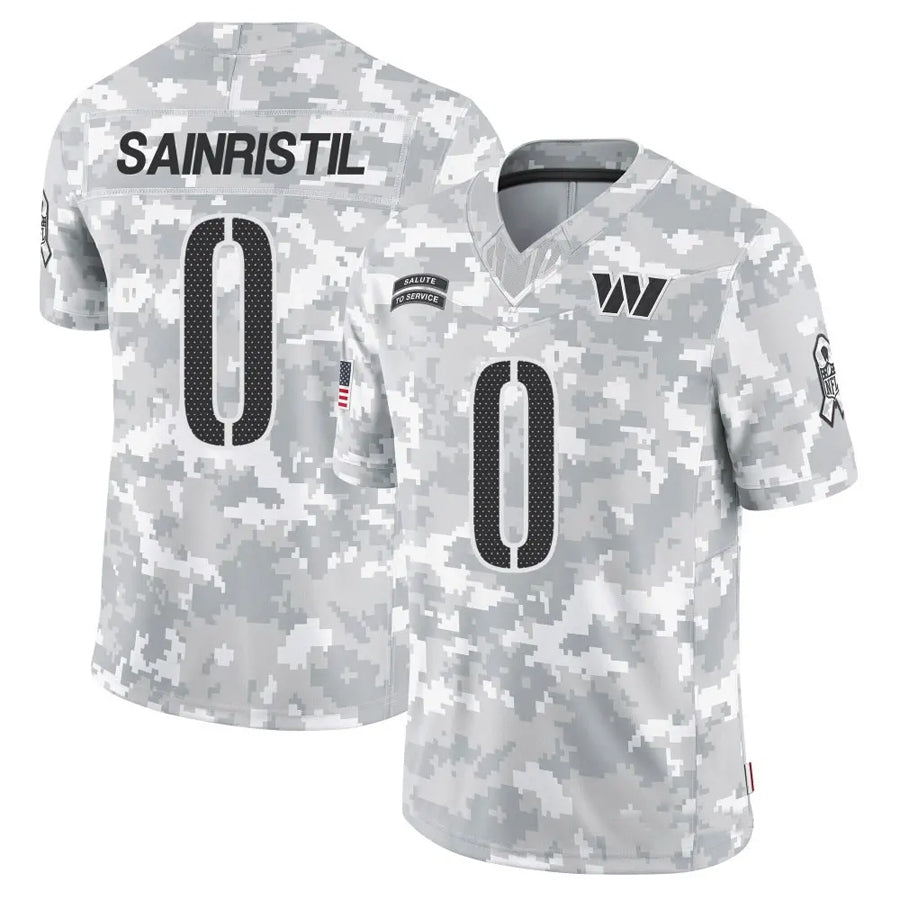 Jamed W.Commanders #0 Mike Sainristil Player Arctic Camo Salute to Service Limited Stitched Jerseys