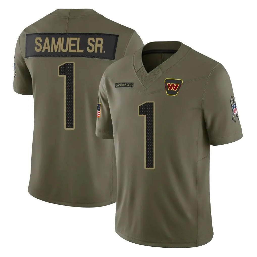 Jamed W.Commanders #1 Deebo Samuel Sr Player Olive Salute To Service Limited Stitched Jerseys