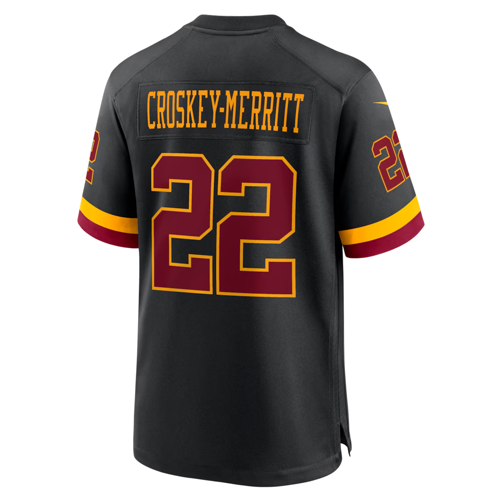 Jamed W.Commanders #22 Jacory Croskey-Merritt Black Hail Raiser Alternate Game Stitched Jerseys