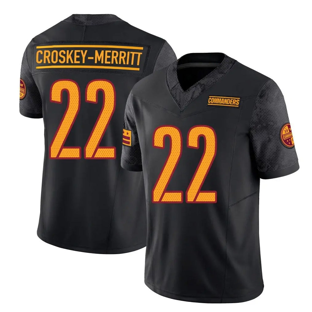 Jamed W.Commanders #22 Jacory Croskey-Merritt Player Black Vapor F.U.S.E. Limited Stitched Jerseys