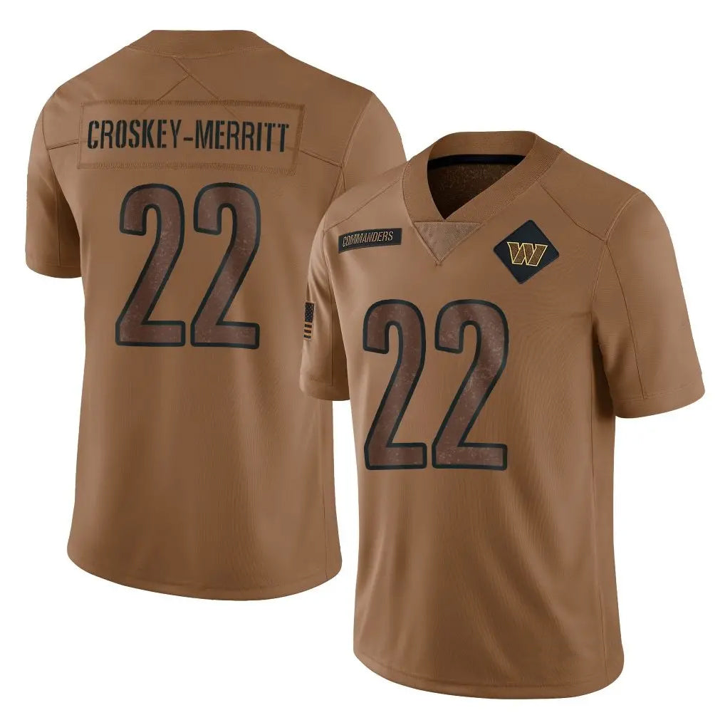 Jamed W.Commanders #22 Jacory Croskey-Merritt Player Brown Salute To Service Limited Stitched Jerseys