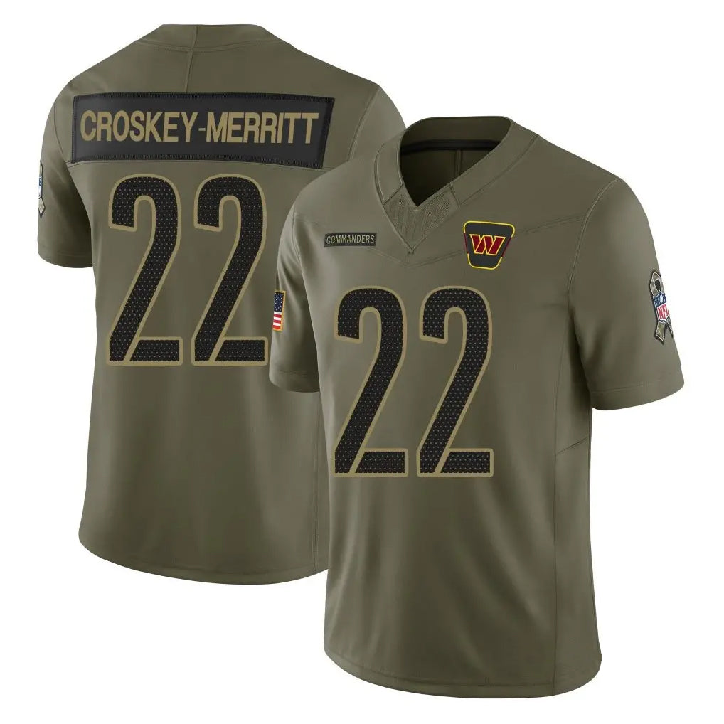 Jamed W.Commanders #22 Jacory Croskey-Merritt Player Olive Salute To Service Limited Stitched Jerseys